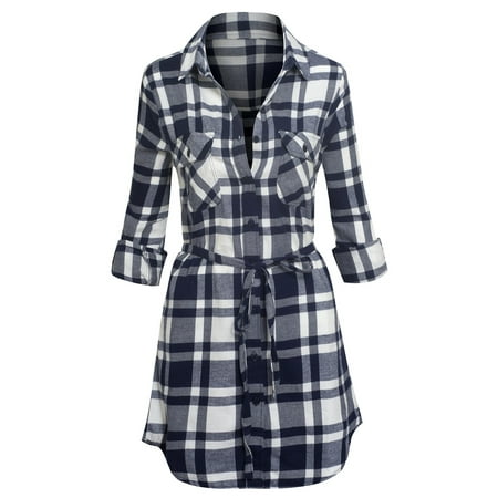 Hot From Hollywood Women s  Long Sleeve Button Down Plaid  