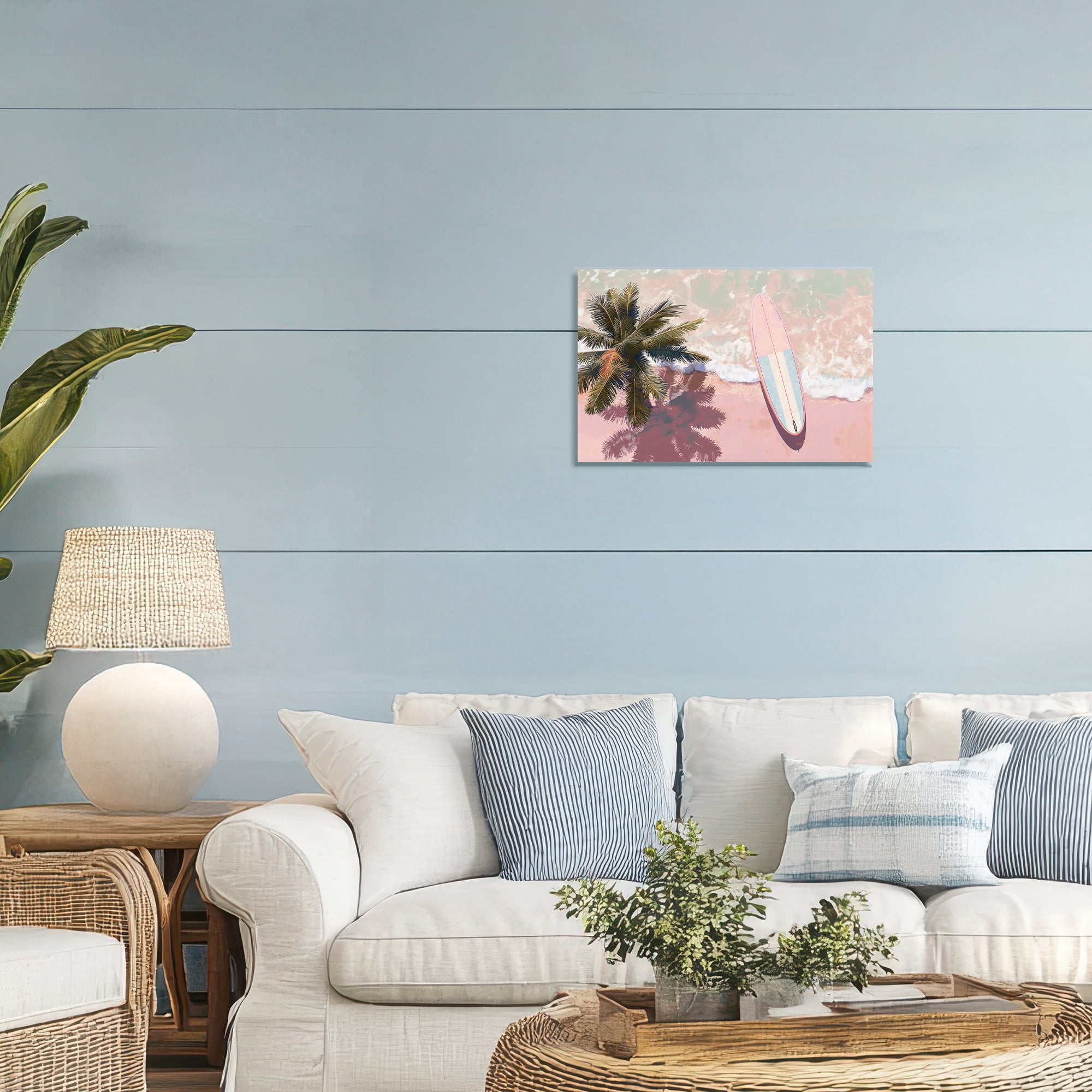 Stupell Industries Blush Pink Surfboard & Palm Canvas Wall Art, design by Jacky Ngan