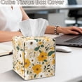 thumbnail image 4 of COEQINE Tissue Box Cover Holder Collapsible Decorative Holder PU Leather Square Tissue Bag Dispenser for Parlors Bathroom Kitchen Home & Office Decor, Yellow Flower, 4 of 7