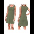 thumbnail image 3 of Vestidos de Verano para Mujer, Sin Mangas, Plisados, con Bolsillos y Estilo Informal Verde XL, 3 of 7