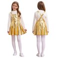 thumbnail image 1 of RUNQHUI Robe Salopette Évasée pour Filles Fête d'Anniversaire Robe Salopette à Bretelles Jupe Plissée Vêtements de Carnaval Or 12, 1 of 6