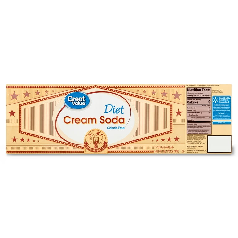 Great Value Diet Cream Soda Pop, 12 fl oz, 12 Count - Walmart.com