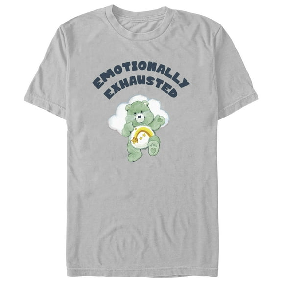 Men's Care Bears Emotionally Exhausted  Graphic Tee Silver 3X Large