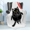 thumbnail image 4 of Kitty Soft Flannel Fleece Throw Blanket, Sketch of a Cat Holding a Heart Balloon, Cozy Plush for Indoor and Outdoor Use, 60" x 80", Charcoal Grey Dark Coral, by Ambesonne, 4 of 5