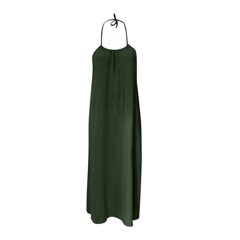 gakvbuo Summer Tank Dress For Women Maxi Dress Sundress Women Round-Neck  Casual Solid Sleeveless Sleepshirts Sling Backless Dress - Walmart.com