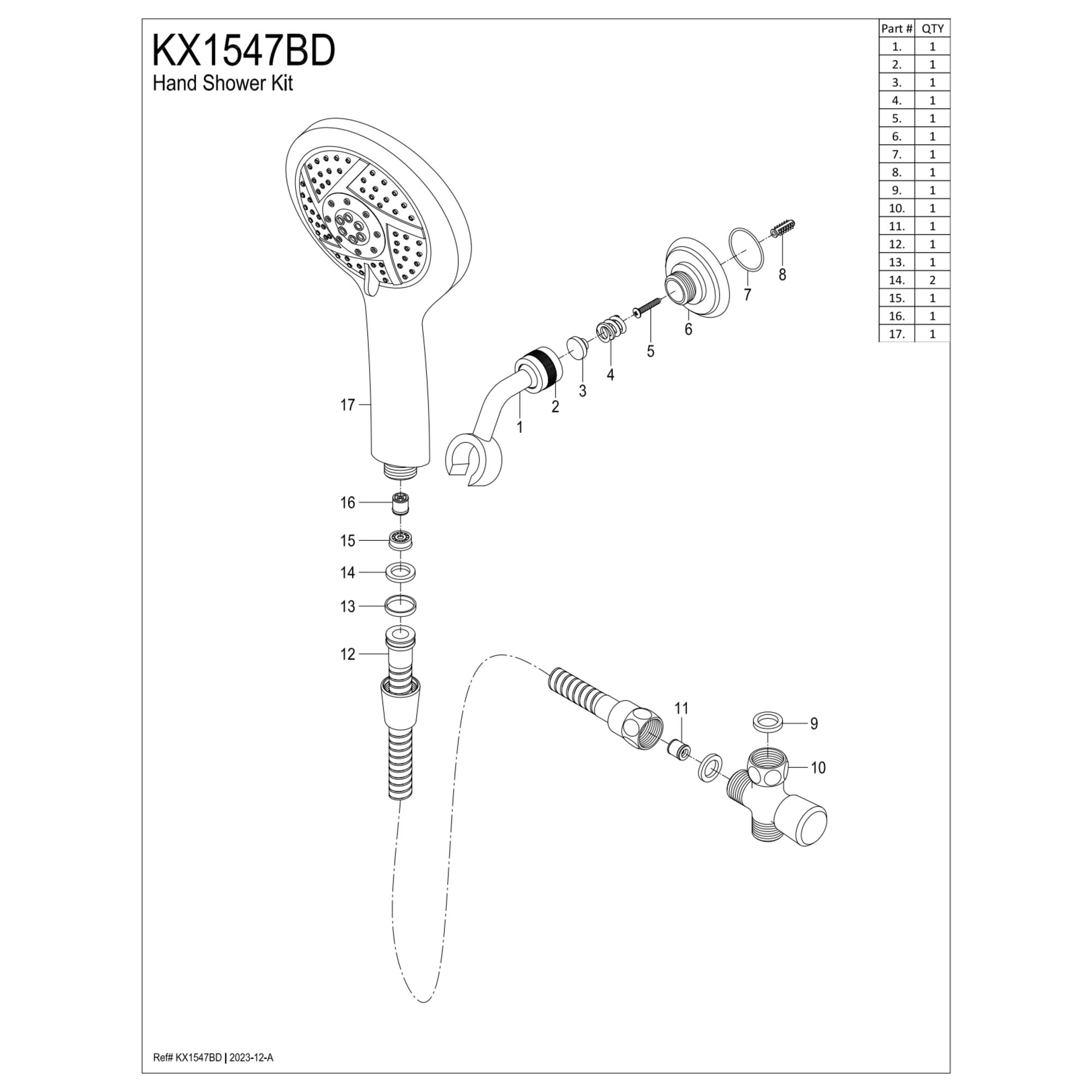 Kingston Brass KX1547BD Vilbosch Multi-Function Hand Shower Kit, Brushed Brass