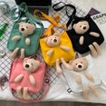 thumbnail image 1 of new plush bear canvas bag handbag messenger bag children diagonal cute small school bag bear cartoon shoulder bag heqiyong LED, 1 of 2
