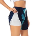 thumbnail image 3 of Lsque Blue Marble And Gold Printed Women's Running Shorts with Liner Pockets,Elastic Quick Dry Workout Athletic Gym Yoga Shorts,Womens High Waist Shorts-XX-Large, 3 of 9