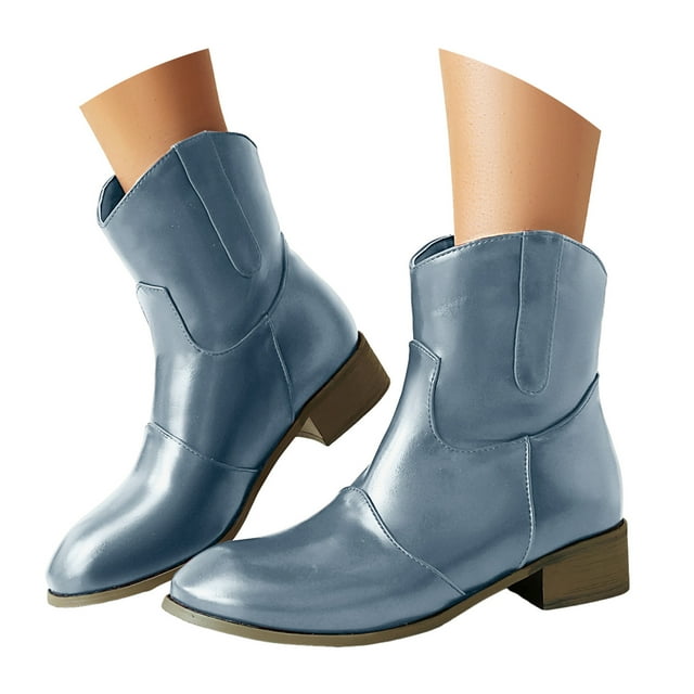 Bottes à la Cheville pour Femmes Leozcaa, Talon Bas Épais, Mode, Bout Rond, Fermeture Éclair Latérale, Semelle Crantée, à Enfiler, Bottines Courtes