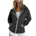 thumbnail image 2 of WJHWSX Hoodies for Women,Zip Up Hoodie,Soft,Comfort Fit,Polyester,Black,L(US:8), 2 of 6