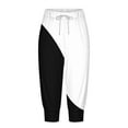 thumbnail image 6 of VERUGU Capri Pants for Women Fashion Splice Color Pants Elastic Waist Drawstring Casual Capris with Pockets Black XL, 6 of 6