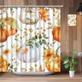 thumbnail image 3 of Fall Pumpkin Shower Curtain for Bathroom Thanksgiving Autumn Harvest Watercolor Maple Leaves Floral Pumpkins Wildflowers Decor Polyester Fabric Bath Curtains 70"x70", 3 of 3