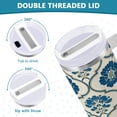 thumbnail image 5 of 30 oz Insulated Stainless Steel Tumbler Double Wall Stainless Steel Tumbler with 2-Way Drinking Blue Symmetrical Floral Pattern, 5 of 9