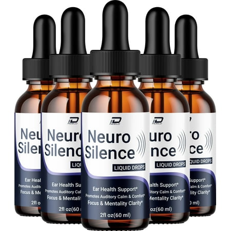 Neuro Silence Healthy Ear Support Supplement – NeuroSilence Drops Ear Ringing Relief, Neuro Silence for Hearing Support, 5 Pack, 5 Month Supply