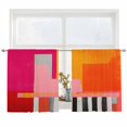 thumbnail image 2 of Pink Orange Semi Sheer Window Curtains 54 Inches Long, Geometric Modern Abstract Oil Painting Rod Pocket Voile Silky Chiffon Curtain Light Filtering Drapes for Living Room, Kitchen, 52"x54", 2 Panels, 2 of 9