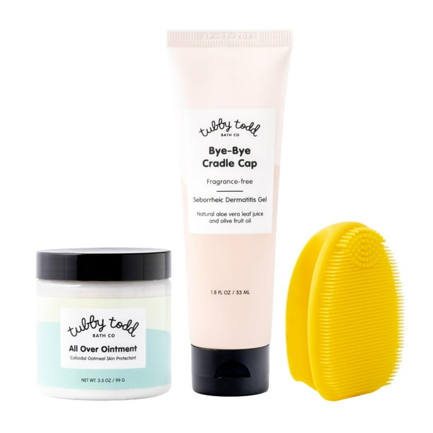 Kit de tratamiento capilar para bebés Cradle Cap Tubby Todd con gel y cepillo