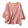 thumbnail image 2 of LEBONYARD Womens Tops Casual Clearance,Tops for Women Women's Casual Short Sleeve Round Neck Tops Summer Loose Tee Shirts Blouse Pink XXL, 2 of 5