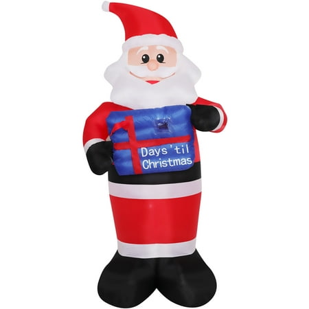 Fraser Hill Farm 7 Ft. Inflatable Santa Claus with Countdown and LED Lights | Holiday Blow-Up Decoration | Blower, Storage...