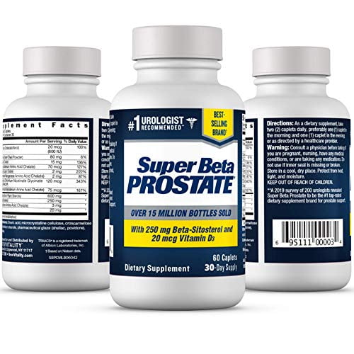 Super Beta Prostate – Over 15 Million Bottles Sold – Urologist Recommended Prostate Supplement for Men - Reduce Bathroom Trips Night, Promote Sleep & Bladder Emptying, Beta Sitosterol (60ct