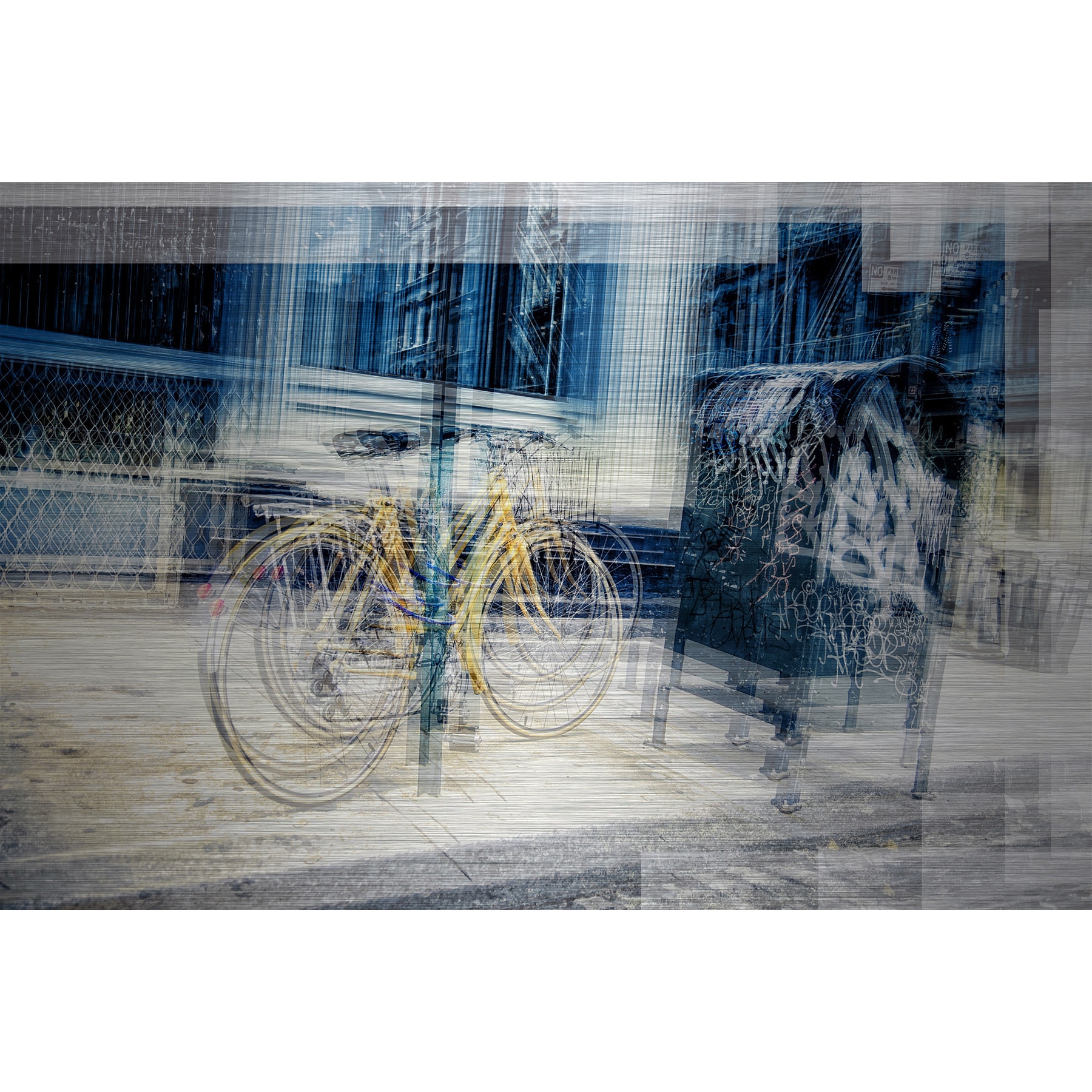 My Yellow Cycle Painting Print on Brushed Aluminum