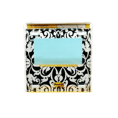 White Post It Notes - Post-it Pop-up Notes Dispenser, Black and White Brocade Insert Design, 3 in x 3 in, 1/pack