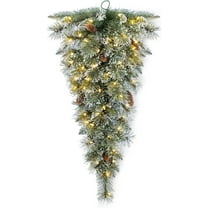 HaCpiu 3Ft Pre-lit Christmas Swag, Artificial Decorative Teardrop Swag with Pine Cones, Led Lights, for Front Door, Wall, Dining Table, Window, Staircase Decoration