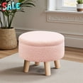 thumbnail image 2 of Tcbosik 300LBS Capacity Round Storage Ottoman - Soft Teddy Velvet Upholstered Footrest, Anti-Skid Small Stool with Hidden Storage for Living Room Bedroom (Pink, 13"Dia x 11"H), 2 of 9