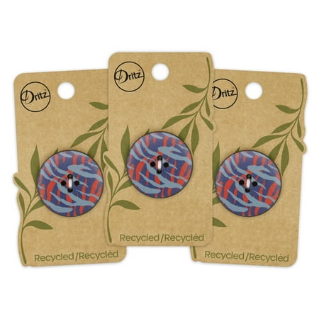 UPC: 0072879308440 | Dritz Recycled Leather Round Button 30mm Multicolor Print 3 Pack
