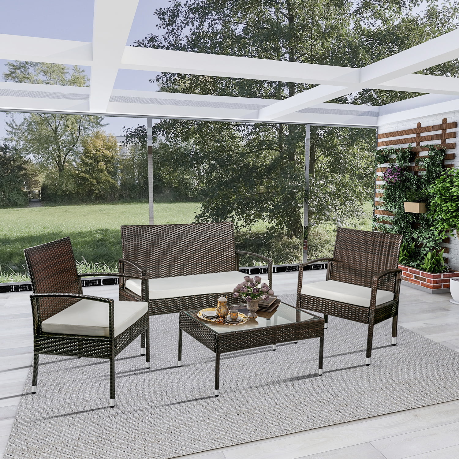 Clearance! Outdoor Wicker Conversation Sets, 2019 Upgrade 4-Piece