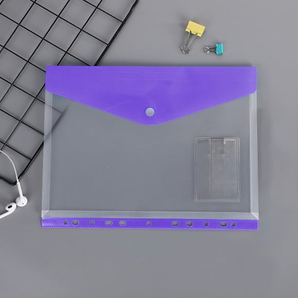 Nouvelle Pochette de Fichiers A4 à Feuilles Mobiles Pochette de Fichiers à 11 Trous Sac de Rangement Transparent pour Étiquettes de Couleur et Documents