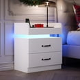 thumbnail image 2 of 4 Ever Winner Modern White Nightstand Set of 2 with Charging Station and LED Lights Modern Bedside Tables with Drawers End Tables for Bedroom Living Room, 2 of 5