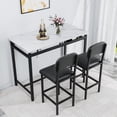 thumbnail image 6 of SYNGAR 3 Piece Kitchen Island Set, Modern Pub Table with Open Shelves and 2 Stools Set, Modern Bar Table Set for 2, Home Kitchen Breakfast Dining Table Set, for Dining Room, Restaurant, White, 6 of 9