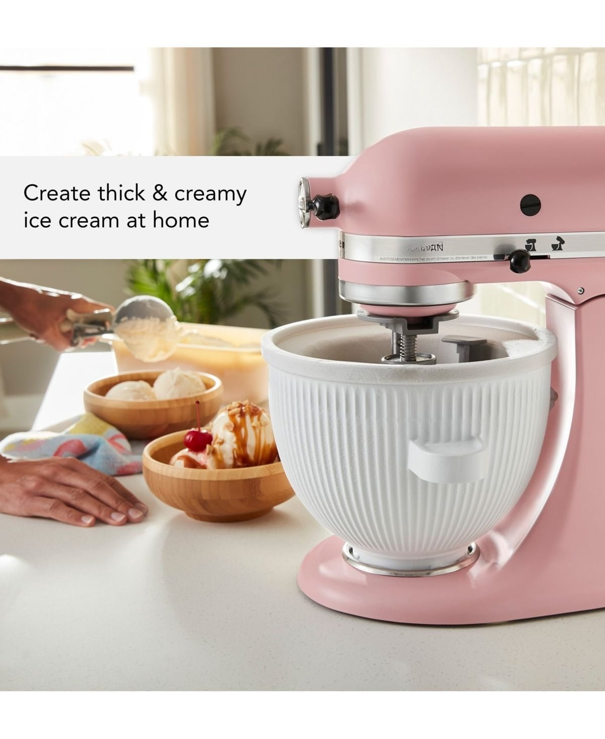 Stand Mixer Ice Cream Maker Attachment - Compatible with Most Stand Mixers - Makes Ice Cream, Gelato, Sorbet