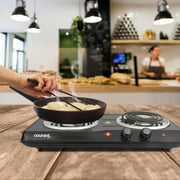 Courant Electric Double Burner, Portable, Sleek Design, Black