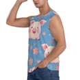 thumbnail image 3 of Fotbe Cute Pig Flowers Men's Camiseta sin Mangas Estampada para Hombres, Playera Casual para Gimnasio, Entrenamiento, Playa-Small, 3 of 7