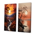 thumbnail image 3 of Designart "Sunset Reverie Pastoral Evening II" Sunrisesunset Wall Art Set Of 2 - Yellow Landscapes Canvas Set For Living Room Decor, 3 of 7