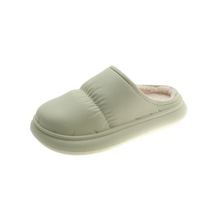

Colisha Women Breathable Closed Toe Fuzzy Clog Slippers Bedroom Casual House Shoes Slip On Home Shoe Green 5.5-6
