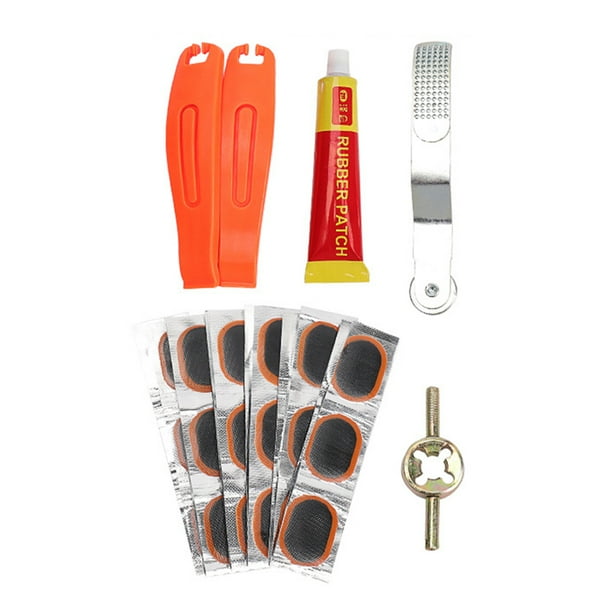 Herramientas de reparación de neumáticos de bicicleta MTB, kit de parche de pinchazo de tubo interior de palanca de neumático (grande) Likrtyny Para estrenar