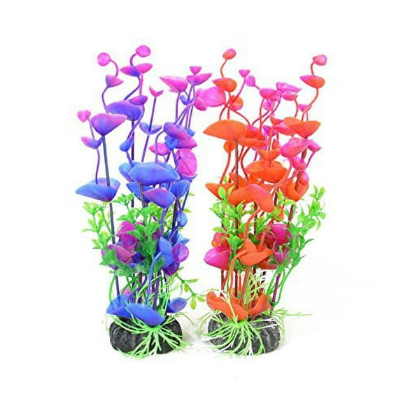 CNZ Aquarium Decor Fish Tank Decoration Ornament Artificial Plastic Plant Green 8-inch Purple & Red