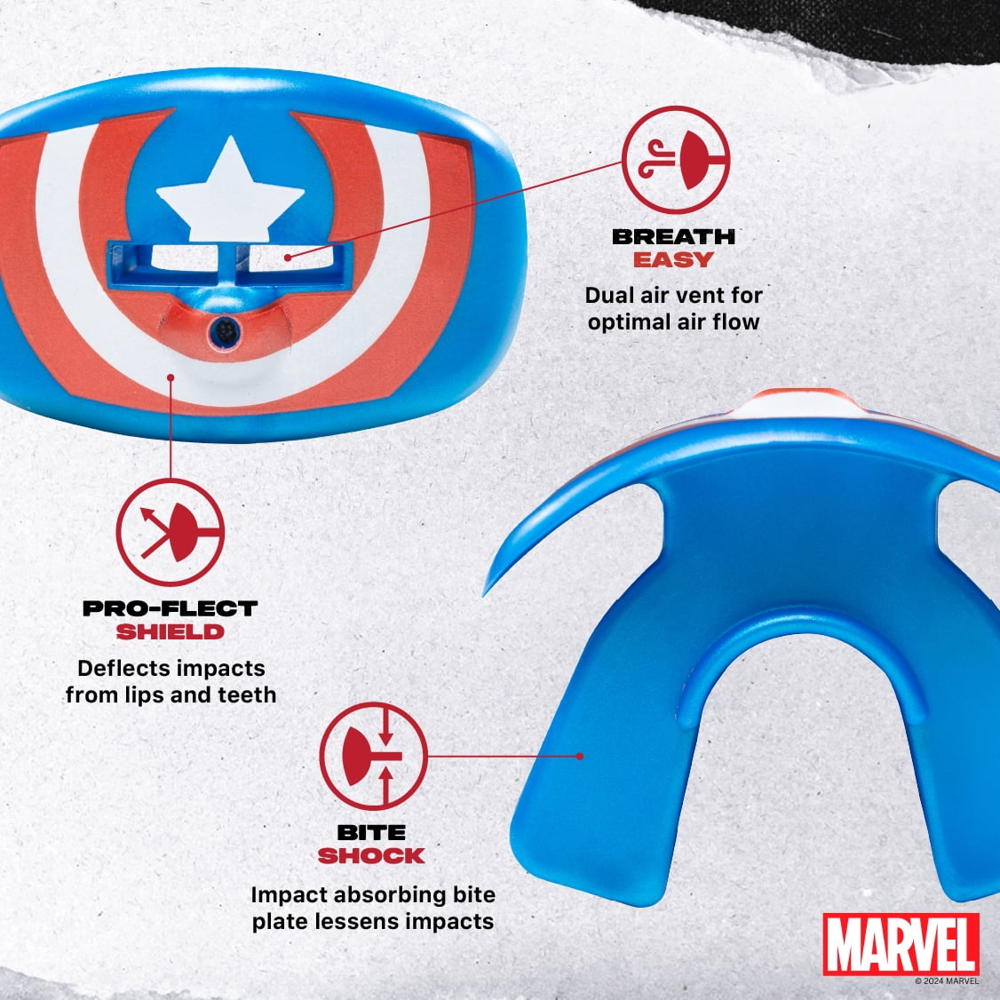 Captain America Lip Guard, Football Mouth Guard with Detachable Strap