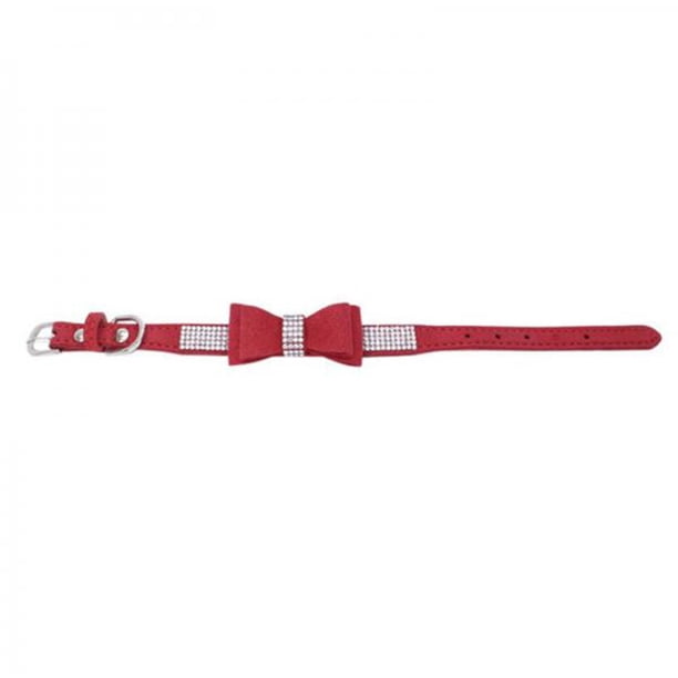 Collar de diamantes de imitación para mascotas a la moda, collar ajustable con hebilla de aleación de Zinc para perros (rojo S)