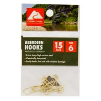 Ozark Trail Gold Aberdeen Light Wire Fishing Hooks Size 6 - 15 Pack