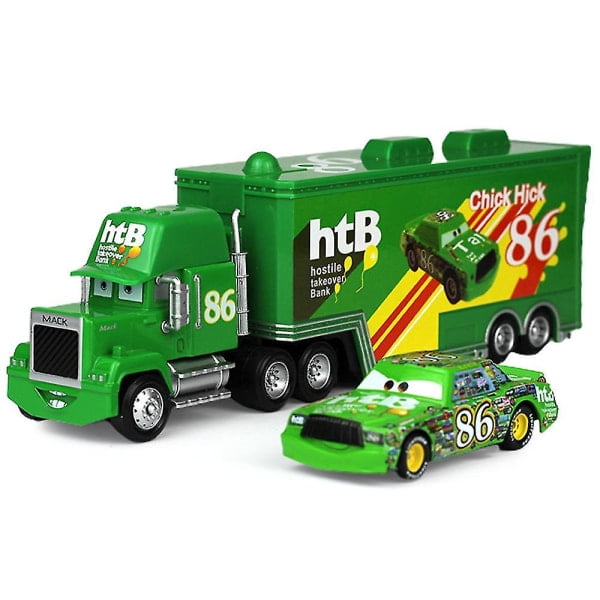 Film Bilar 2 3 Karaktärer Blixten Mcqueen & The King & Chick Hicks & Mack Truck Farbror Metall Gjutna Leksaksbilar Fordon Modell För Barn Gåvor -