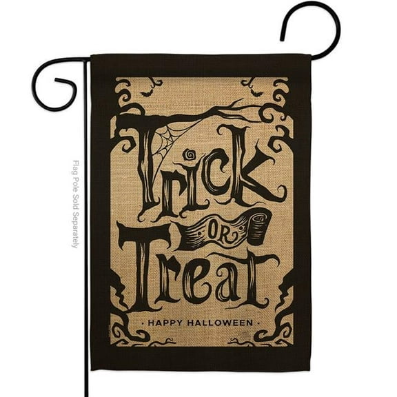 Breeze Decor G162100-BO Halloween Trick Garden Flag Fall 13 x 18.5 in. Double-Sided Decorative Vertical Flags for House Decoration Banner Yard Gift