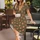 thumbnail image 3 of Fotbe Green and Squares Vestido Largo de Moda para Mujer, Vestido Tipo Camiseta con Manga Corta y Estilo Casual a Rayas y Bloques de Color, 3 of 6