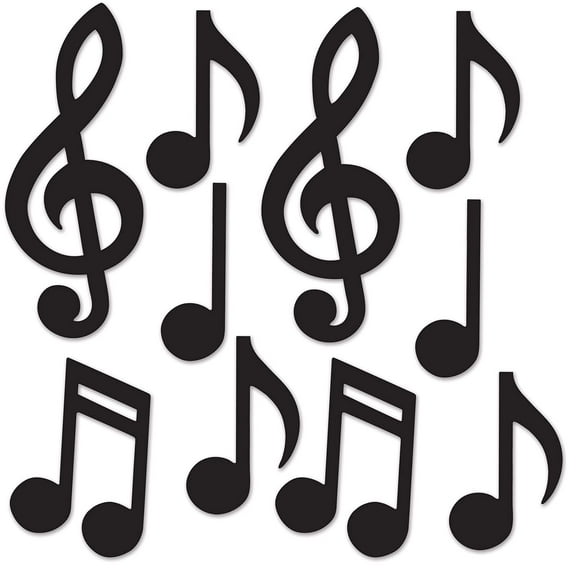 Beistle Mini Musical Notes Silhouettes, 5.5"-10.25", Black