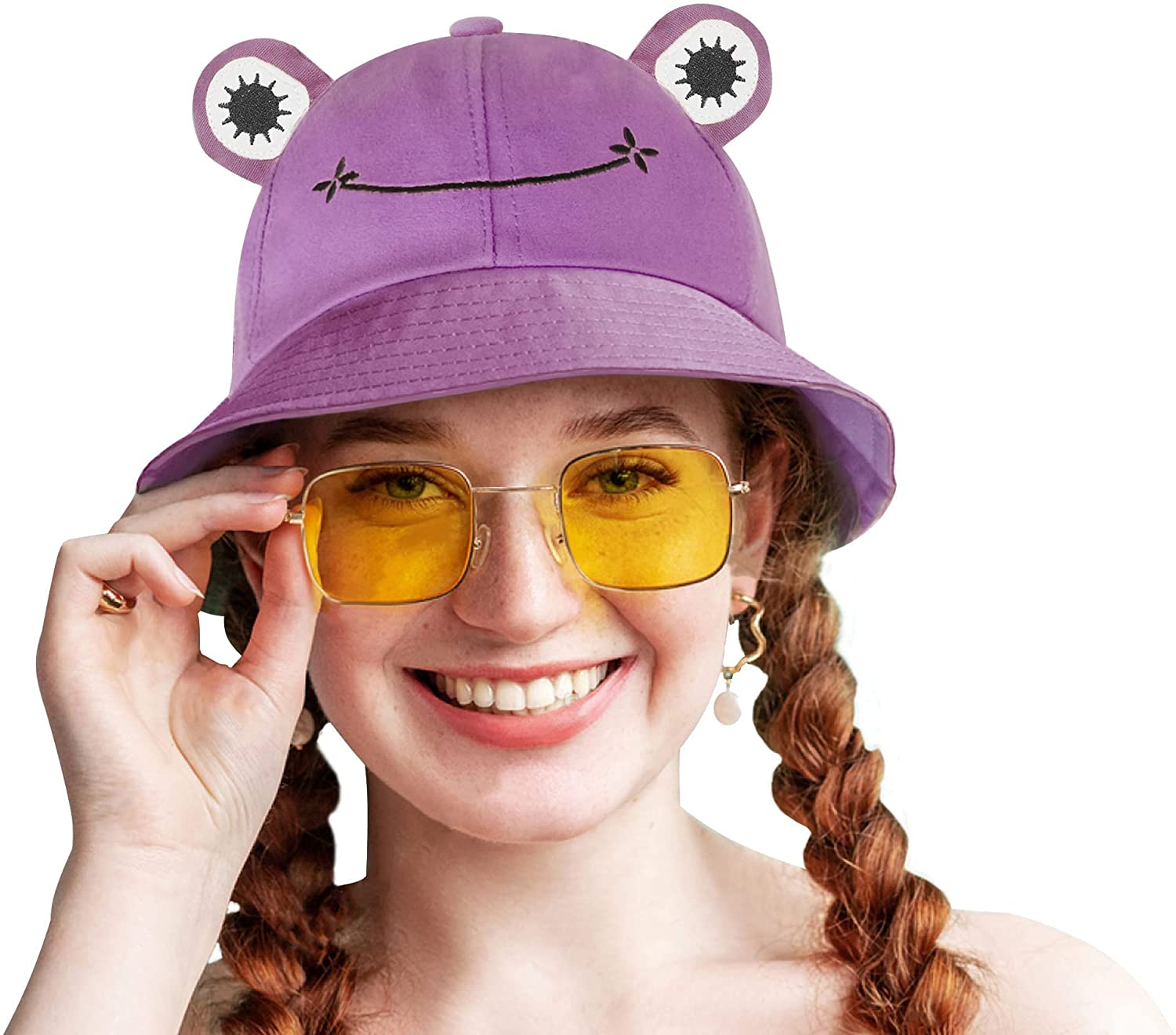 Frog Hat for Adult Teens, Cute Frog Bucket Hat, Cotton Bucket Hat Funny