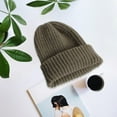thumbnail image 2 of Outfmvch Beanie For Women Hat And Scarf Set For Women Autumn/Winter Imitation Rolled Hem Solid Color All Get Knitted Hat Men'S And Women'S Flanged Cold Hat Winter Hat Army Green One Size, 2 of 3