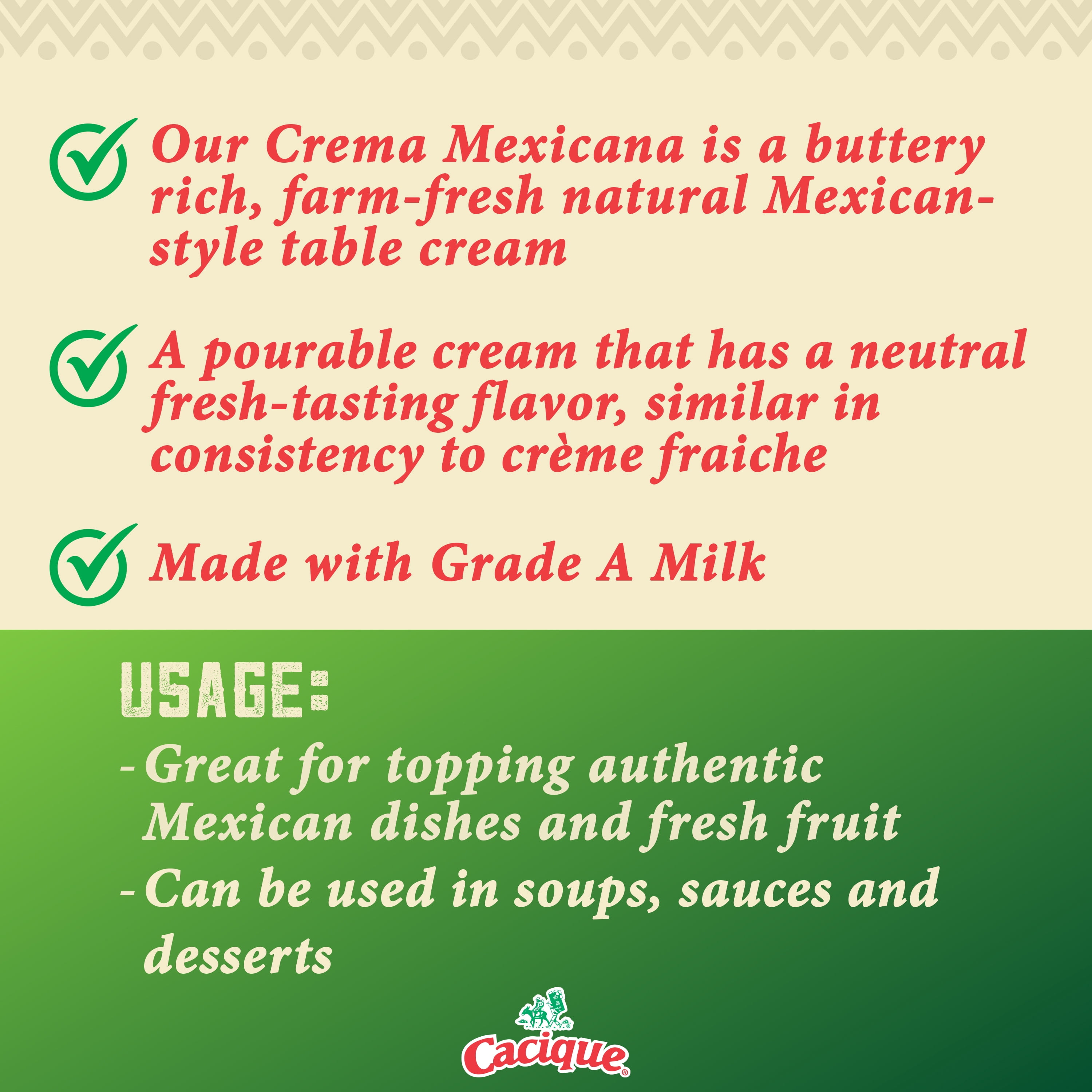 Cacique Crema Mexicana Fresh Table Cream, 15 oz Jar
