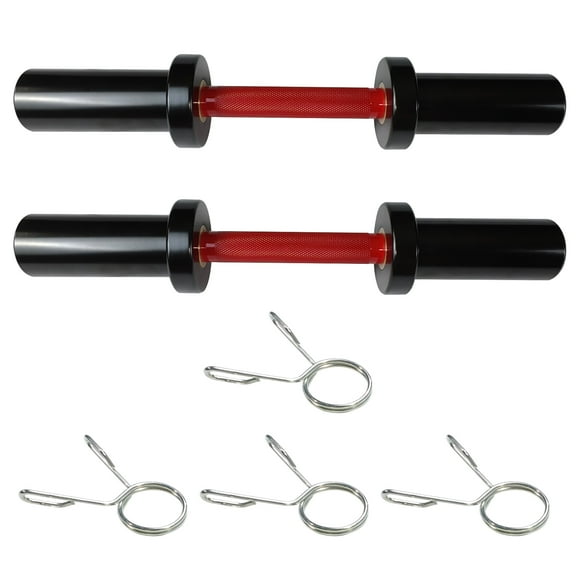 Pair of 16" Dumbbell Bar - Compatible with 2-inch Standard Weight Plates, Loadable Dumbbell Handle for Home Gym Strength Training, 2 Pair of Spring Collars Included